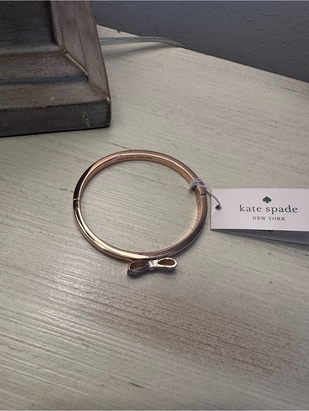 Kate Spade Ready Set Bow Pavé Rose Gold Bangle Bracelet - Picture 3 of 8